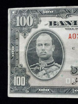 RARE 1935 BANK OF CANADA $100 ENGLISH VERSION NOTE 5