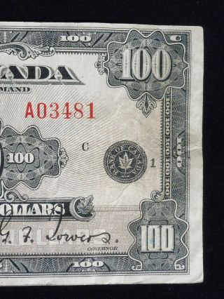 RARE 1935 BANK OF CANADA $100 ENGLISH VERSION NOTE 9