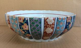 Vtg Chinese Flowers Painted Large & Heavy Bowl Ceramics 8 1/2” Dia
