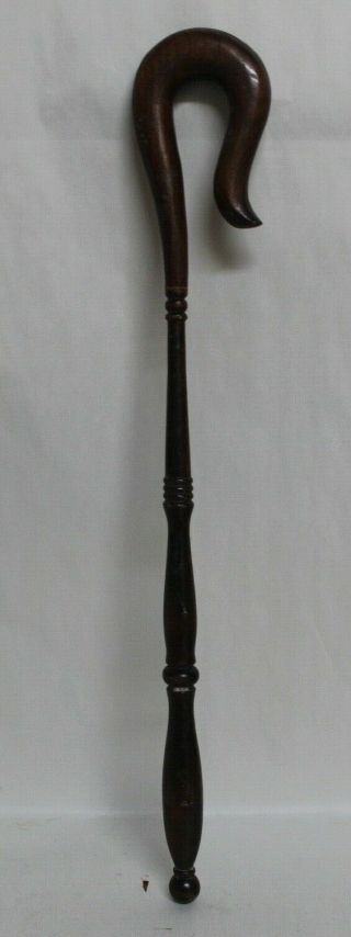 Antique Ioof Carved Wood Odd Fellows Crook