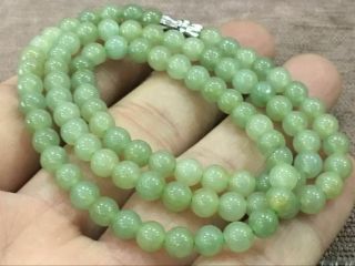 5.  5mm 100 Natural A Green Emerald Jade Beads Necklace Have Certificate2842