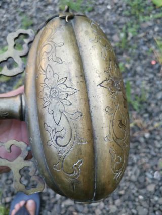 From Estate Chinese Old Bronze Dragon Ball Hanging It Marked Antique Asian China 9