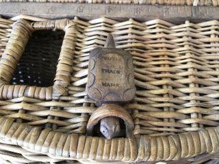 Antique Turtle Trade Mark Vintage Fishing Creel Basket 3