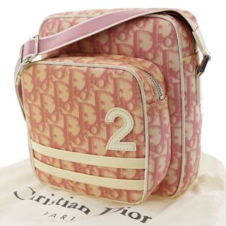 Christian Dior Trotter Shoulder Bag Pink White Pvc Leather Vintage Auth Aa610 I