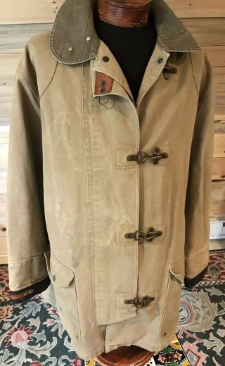 Vintage Polo Ralph Lauren Toggle Canvas Leather Trim Jacket Coat Size Xxl