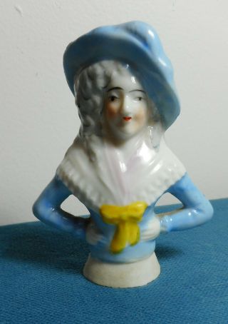 Antique German Porcelain Cosy Doll 1920s Miniature Half Doll