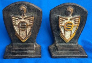 Antique Michigan State Spartans Cast Book Ends = Rare Vintage Early State