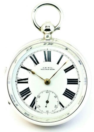 C1899,  Fully Antique 19thc Solid Silver Waltham Open Face Pocket Watch