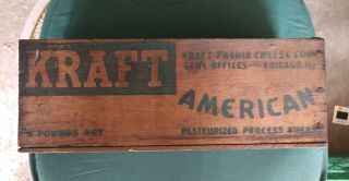 Vintage Cheese Crate Wooden Box Kraft Chicago 6 Lb.  Great Graphics