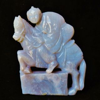 Vintage Chinese Opal Carving Man On Horse - 8.  2cm - 459 Carats - 92g Stone