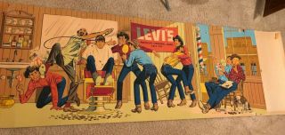 Vintage Levis Advertising Corrugated Poster 1950s