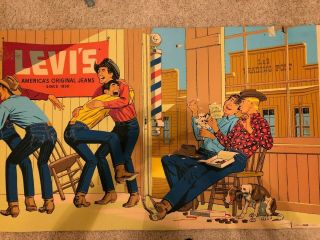 Vintage Levis Advertising Corrugated Poster 1950s 3