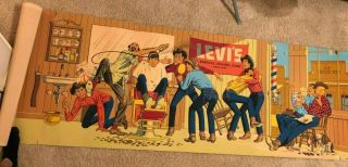 Vintage Levis Advertising Corrugated Poster 1950s 5