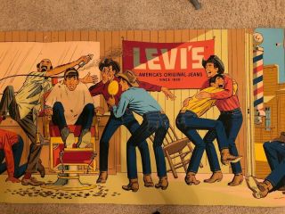 Vintage Levis Advertising Corrugated Poster 1950s 6