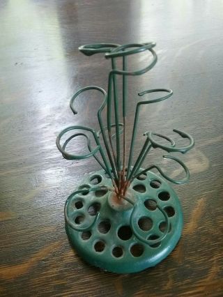 Antique J.  P.  O.  Patd Cast Iron & Wire 13 Loop Flower Arranging Frog 3 1/4 " X 5 "