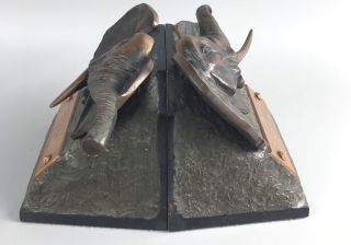 Antique Bronze Elephant Bookends National Cash Register Ncr - 1097 2