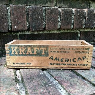 Vintage Wooden Cheese Box Kraft American Processed Cheese Chicago Il 2 Lbs