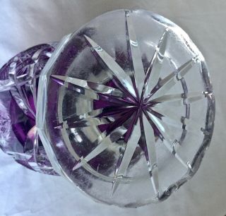 Purple Cut to Clear Glass Vase 11 1/2 inch tall Unsigned Antique Vintage 03398 11