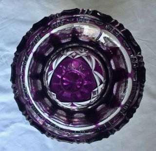 Purple Cut to Clear Glass Vase 11 1/2 inch tall Unsigned Antique Vintage 03398 9