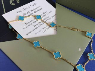 Authentic Van Cleef & Arpels 18k Yellow Gold Turquoise Vintage Alhambra