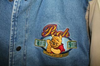 VINTAGE DISNEY Winnie The Pooh Varsity Style Jacket Denim & Khaki,  Sz XL 2