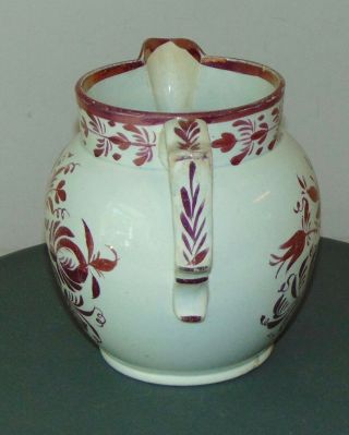 C1840 ANTIQUE PINK LUSTER Creamer PITCHER Floral 3