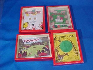 4 - 1940s Hand Held Toy Dexterity Puzzles By R.  Journet England Foxhunt Etc