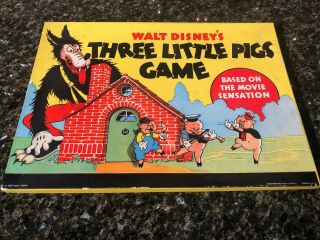 RARE VINTAGE 1933 WALT DISNEY ' S THREE LITTLE PIG GAME BOARD GAME COMPLETE AWESOM 2
