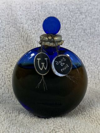 R.  Lalique Worth Cobalt Blue Miniature Perfume Bottle