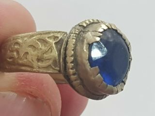 Fantastic Extremely Rare Medieval Silvered Ring Rare Stone.  4,  8 Gr.  18 Mm
