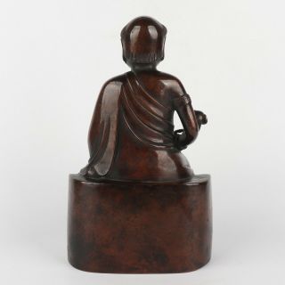 ANTIQUE CHINESE PURE PURPLE COPPER FIGURE SEATED STATUE 4