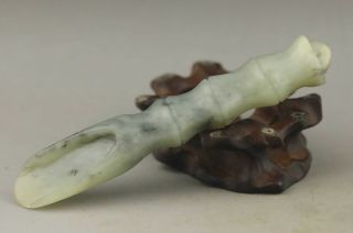 Chinese Old Jade Hand - Carved Jade Statue Flower Tea Spoon 4.  1 Inch