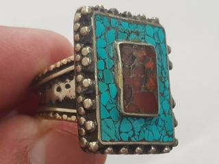 Fantastic Extremely Rare Ancient Medieval Silver Ring Rare Stones.  15,  1 Gr.  19 Mm