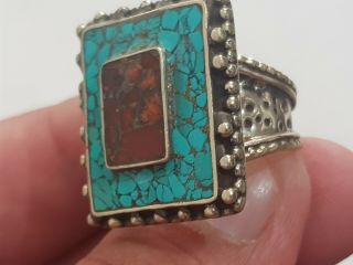 FANTASTIC EXTREMELY RARE ANCIENT MEDIEVAL SILVER RING RARE STONES.  15,  1 GR.  19 MM 2