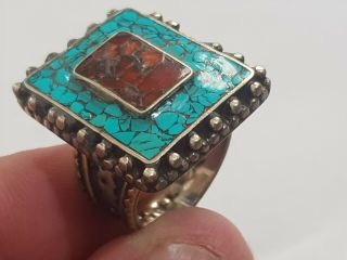 FANTASTIC EXTREMELY RARE ANCIENT MEDIEVAL SILVER RING RARE STONES.  15,  1 GR.  19 MM 3
