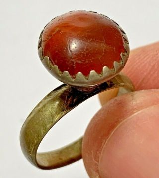 LATE MEDIEVAL SILVERED RING WITH VERY RARE STONE 4.  6gr 28mm (inner 19.  0mm) 2