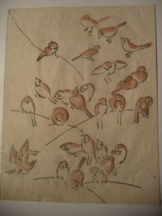 Antique Japanese Woodblock Print Art - Twittering Birds Kitao Masayoshi