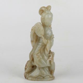 Antique Chinese Hetian Jade Carved Figure With Classical Beauty