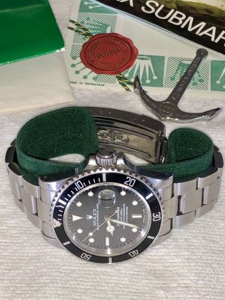 Rare 1987 Rolex Submariner R16800A Box,  Papers,  Anchor & Card 4