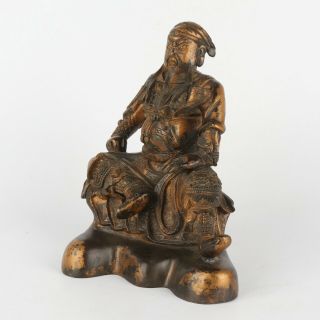 ANTIQUE CHINESE GILT BRONZE OF FIGURE SEATED 2