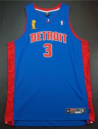 Rare Vtg Nike Ben Wallace Detroit Pistons Nba Finals Authentic Sewn Jersey Sz 56
