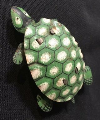 Vintage Japanese Tin Rare Turtle Rolling Toy Japan
