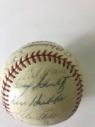 CHICAGO CUBS TEAM SIGNED BALL,  w/ KEN HUBBS,  30 Signatures Vintage 7