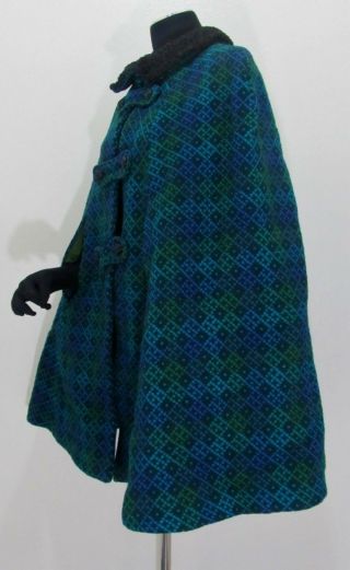 Vintage 1940’s Welsh tapestry wool cape cloak Sz M - XL 7