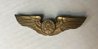 Authentic Ww2 U.  S.  Military Coin Silver Pilot Crew Wings Pin Vintage 3 1/4”