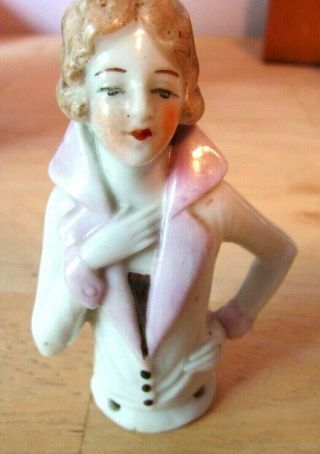 Art Deco Vintage German Porcelain Half Doll - Flapper Girl