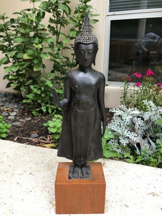 Rare Antique Bronze Alloy SE Asian Thai Or Laotian Buddhist Buddha Figure Statue 3
