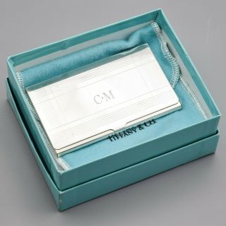 Tiffany & Co.  Sterling Silver Etched Business Card Holder Case 57.  3 Grams
