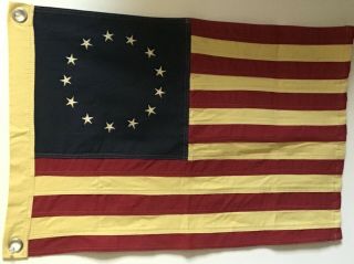 Antique 13 Star Us American Flag Elizabeth Ross Cotton Banner Style 17 " X87 " Rare