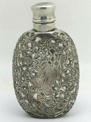 Heavy Sterling Silver Overlay Flask